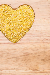 Millet groats heart shaped