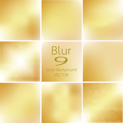 set of 9 blurred of gold background Vector