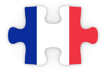 French Flag Puzzle Piece Top Down Orthographic 3D Illustration