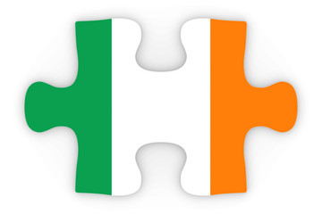Irish Flag Puzzle Piece Top Down Orthographic 3D Illustration
