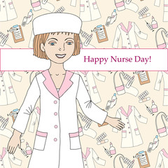 Background  with nurse and medical supplies