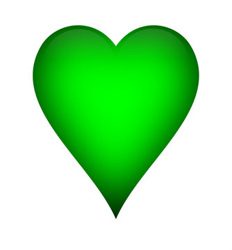 Lime green heart, isolated over a white background.