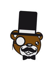 sir mr wall wall hidden text sign face head gentlemen cylinder stock monokel glasses nobility rich funny hat sweet cute comic bear taddy