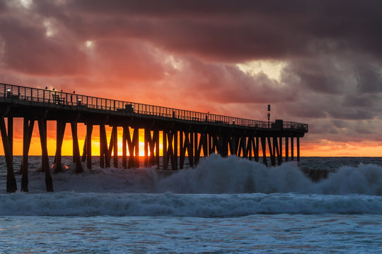 Stormy Sunset at Hermosa Beach Pier. This is a shot of the Hermosa Beach Pier in Southern California during a recent storm.