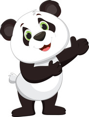 cute panda cartoon presenting