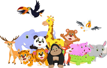 Naklejka premium Cartoon wild animals