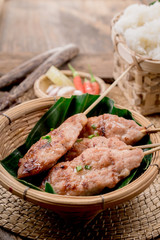 grilled pork with sweet spicy sauce and sticky rice