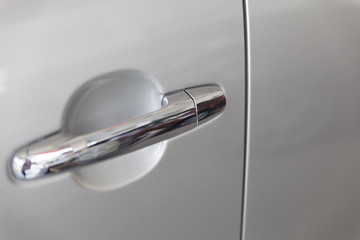 door handle of gray car