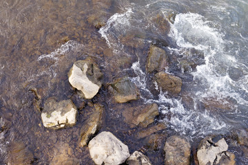 rock and water top view