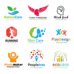 Logo set,logo collection,idea logo,kids logo collection,family logo,people logo,creative logo design template,eco logo set,brain logo,vector logo template
