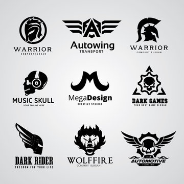 Dark warrior and skull logo design for Rock,Motorcycle, motorbike, T-shirt, tattoo, Gamer icons