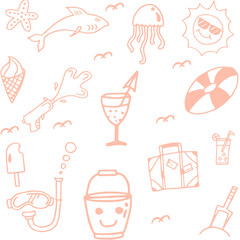 Icon Set summer beach doodle