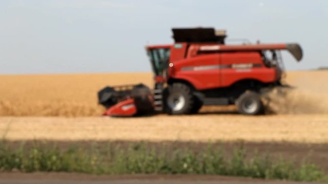 combine-harvester removes from the field harvest   /  combine-harvester removes from the field harvest , blurred background