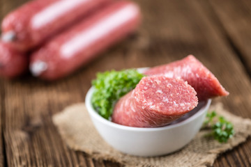 Mettwurst (German cuisine; selective focus)