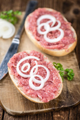 Fresh made Bun with Mett (selective focus)