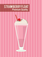 Strawberry  Milk Shake. Isolated Vector. Illustration