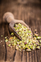 Pistachio Kernels (minced; selective focus)