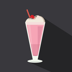 Strawberry  Milk Shake. Isolated Vector. Illustration