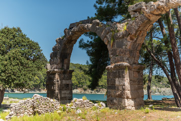 Fototapeta na wymiar Antique city of Phaselis, Antalya Destrict, Turkey: aqueduct