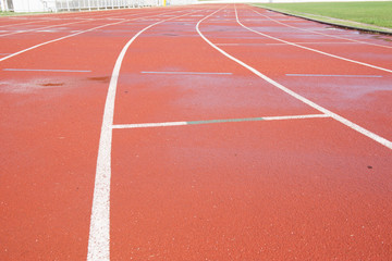 athletics track with close up view