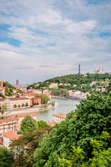 Fototapeta na wymiar Panorama de Lyon vu du Fort de Vaise 