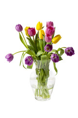 bouquet of tulips on a clear vase