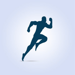Obraz na płótnie Canvas Running man, vector isolated illustration. Sport, athlete, run, decathlon.