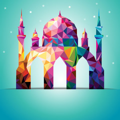 Eid Mubarak Colorful Triangle Mosque
