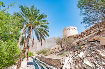 Falaj Al-Katmeen in Nizwa, Dakhiliya, Oman. Five Aflaj Irrigation Systems of Oman were added to the UNESCO list of World Heritage Sites in 2006.