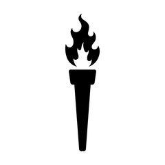 A vintage torch lit on fire flat icon for games and websites