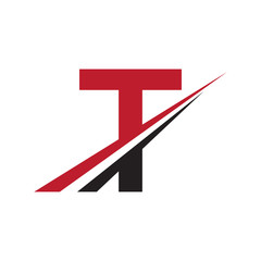 initial letter logo swoosh t