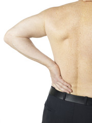 Obraz premium shirtless man with backpain.