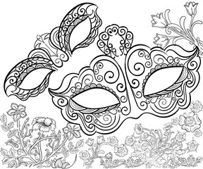 Hand drawn ink pattern. Coloring book for adult