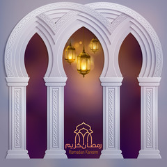 Fototapeta premium Eid Mubarak isalmic mosque design background