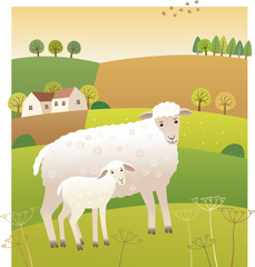 Sheep with lamb