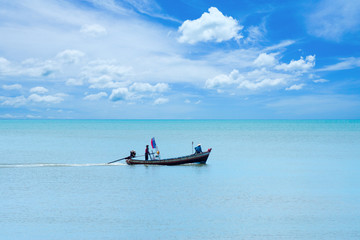 Small squid fishing boats waiting to the sea.