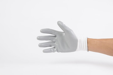 hand wear a glove isolated on white background.