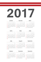 Latvian 2017 year vector calendar