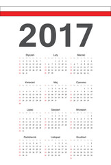 Polish 2017 year vector calendar