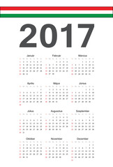 Hungarian 2017 year vector calendar