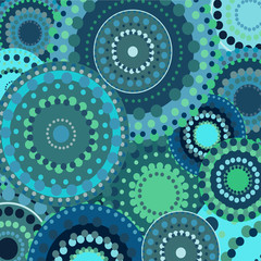 vintage circular retro ornament vector background blue