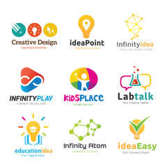 Logo set,logo collection,idea logo,kids logo collection,family logo,people logo,creative logo design template,eco logo set,brain logo,vector logo template
