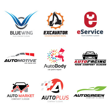 Automotive logo set,auto set,car services logo collection,excavator logo,Vector logo collection