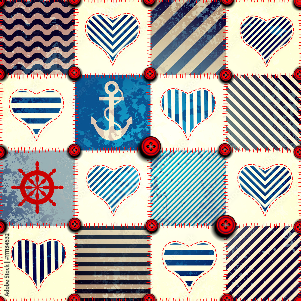 Poster Patchwork in nautical style