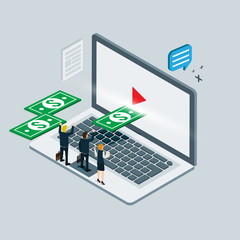 video internet marketing isometric concept