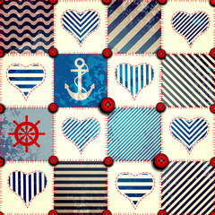Fototapeta premium Patchwork in nautical style