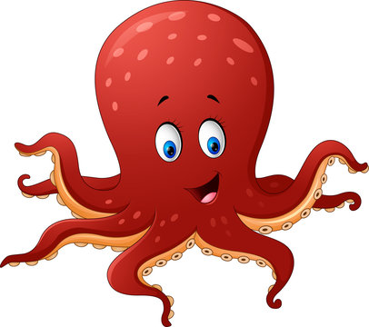 Cartoon smiling octopus
