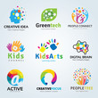 Logo set,logo collection,idea logo,kids logo collection,family logo,people logo,creative logo design template,eco logo set,brain logo,vector logo template 