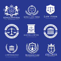 Law office logo collection.lawyer icon. The judge, Law firm logo template, lawyer set of vintage labels. full vector logo and easy to edit able.
