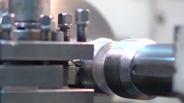 Automatic processing of metal on the machine. SlowMOTION.